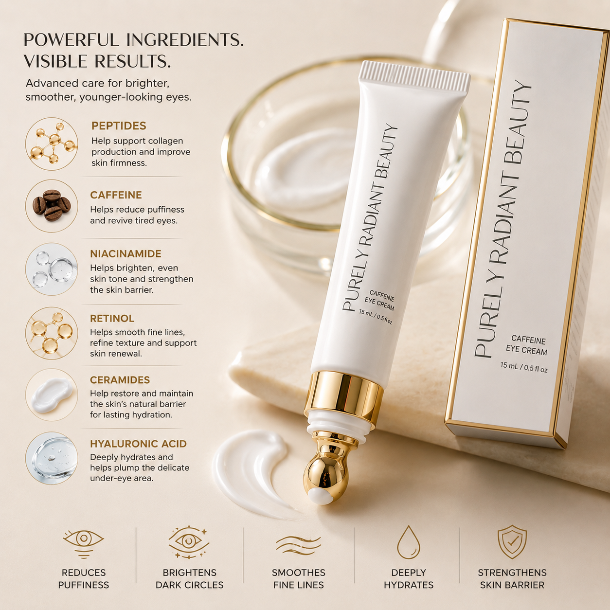 Purely Radiant Multi-Action Eye Cream – Brighten, Depuff & Smooth Fine Lines